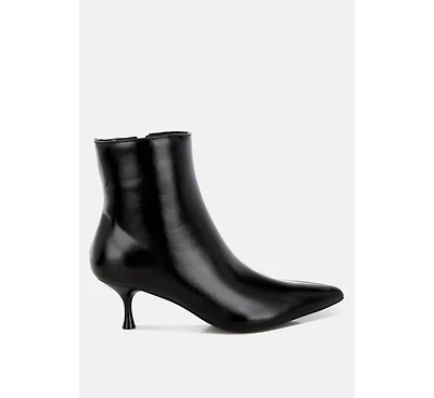 Thymus Faux Leather Kitten Heel Boots