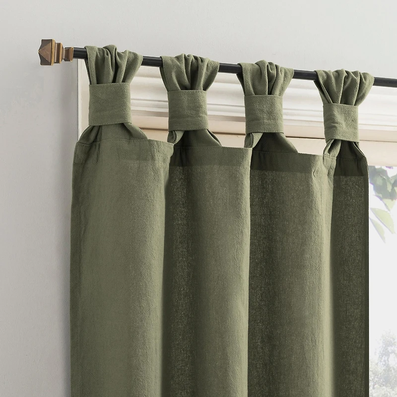 Washed Cotton Twist Tab Cafe Curtain Pair