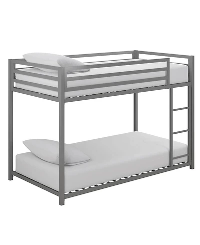 Slickblue Twin over Twin Modern Low Height Metal Bunk Bed for Space-Saving and Easy Access