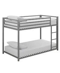 Slickblue Twin over Twin Modern Low Height Metal Bunk Bed for Space-Saving and Easy Access