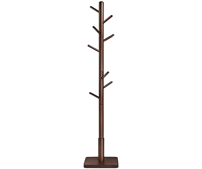 Slickblue Adjustable Height Mid-Century Modern Style Coat Rack in Wood Finish