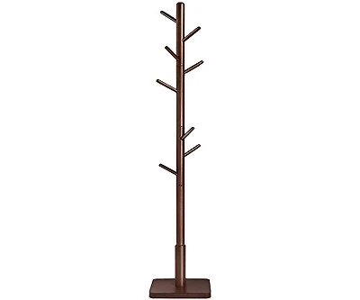 Slickblue Adjustable Height Mid-Century Modern Style Coat Rack in Wood Finish