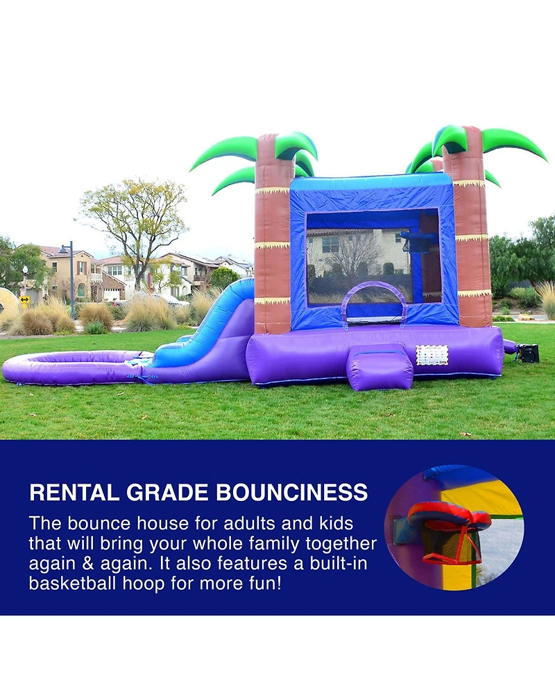 HeroKiddo Enchanted Forest Bounce House & Water Slide Combo w/ Detachable Pool (No Blower Included), Commercial Grade Inflatable