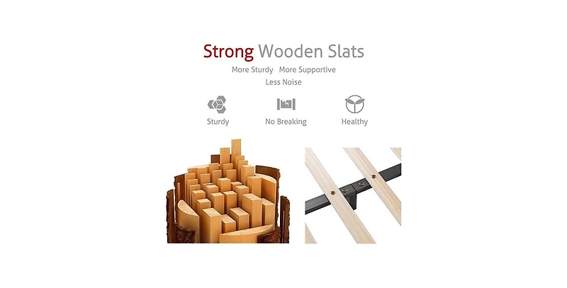 Slickblue Modern Faux Leather Upholstered Platform Bed Frame with Headboard