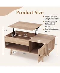 Gouun Lift Top Table with Storage and Hidden Compartment