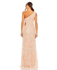 Mac Duggal Women's One Shoulder Side Cut Embellished Gown