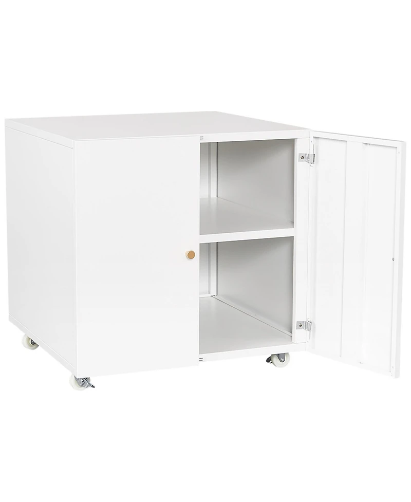 Metal Filing Storage Cabinet Mobile Printer Tables for Small Spaces with Adjustable Shelf and Wheels for Home Office