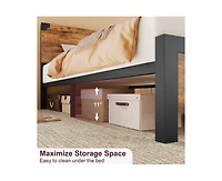 gaomon Full Size Bed Frame with Wood Headboard, Full Platform Bed Frame with Under Bed Storage and Metal Legs, Noise Free, No Box Spring Needed, Easy