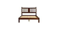 Solid Wood Farmhouse Bed Frame – Platform Design with Built-In Headboard, No Box Spring Required
