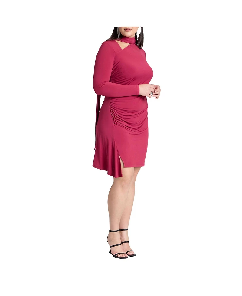 Eloquii Women's Scarf Neck Jersey Mini Dress