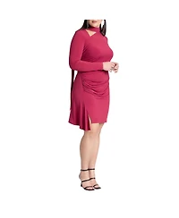 Eloquii Women's Scarf Neck Jersey Mini Dress