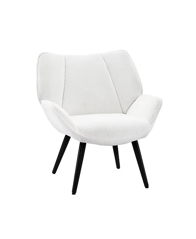 Modern Mid-Century Accent Armchair, Comfortable Single Sofa for Living Room, Bedroom, or Office, Corduroy Upholstered Reading Chair with Wingback Arms