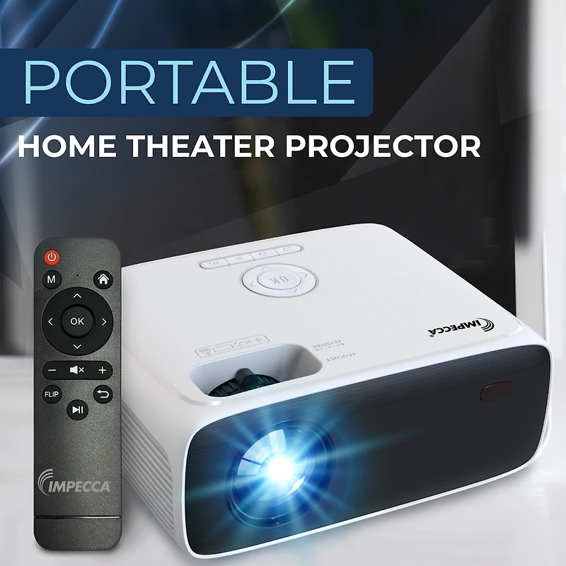 Impecca 200 Ansi Lumens Home Theater Projector, 720P, up to 180”+Protective Case