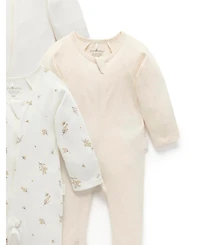 Purebaby Baby Girl and Boy Zip Coverall 4 Pack