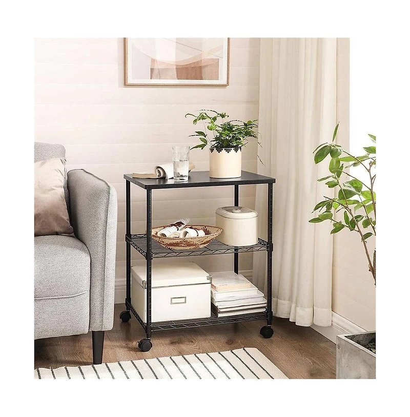 Slickblue Sturdy Metal Wood Printer Stand Cart with 2-Shelves and Locking Casters