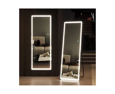 Vlsrka Led Full-Length Mirror with Stand, Suitable for Outfit Checks.