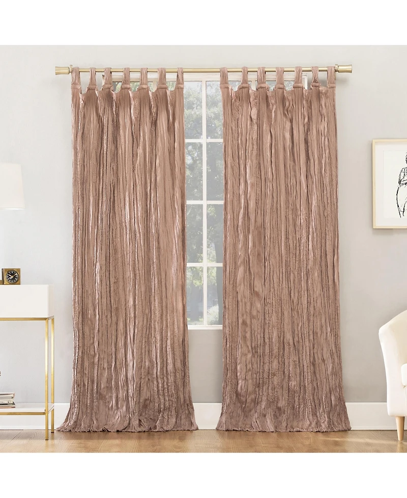 Odelia Distressed Velvet Semi-Sheer Tab Top Curtain Panel