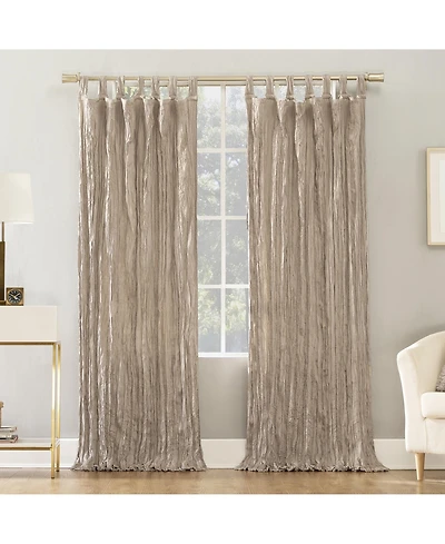 Odelia Distressed Velvet Semi-Sheer Tab Top Curtain Panel