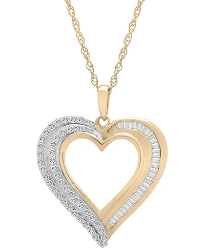 Diamond Heart Pendant 18" Necklace (1/2 ct. t.w.) in 10k Gold, Exclusively at Macy's