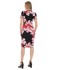 London Times Women's Floral Short-Sleeve Midi Dress