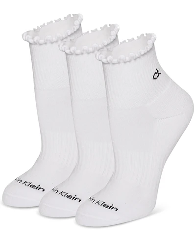 Calvin Klein Women's 3-Pk. Ruffled Quarter Performance Socks