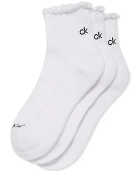 Calvin Klein Women's 3-Pk. Ruffled Quarter Performance Socks