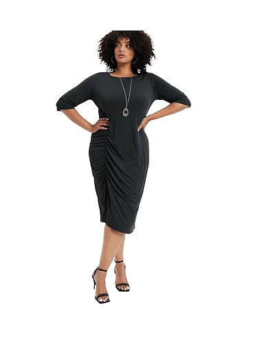 June + Vie Plus Size June + Vie Ruched Detail Midi Dress