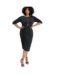 June + Vie Plus Size June + Vie Ruched Detail Midi Dress