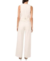 1.State Womens Princess Seam Button Front Vest High Rise Straight Leg Pants