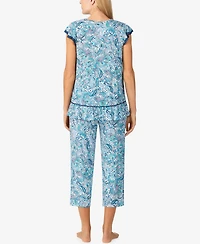 Ellen Tracy Women's Short Sleeve Crop Pajama Set