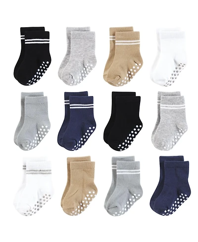 Hudson Baby Boys Cozy Cotton-Rich Newborn Terry Crew Socks
