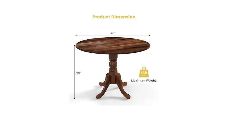 Solid Wood Round Kitchen Table – Rustic Dining with Sturdy Legs and Smooth Finish
