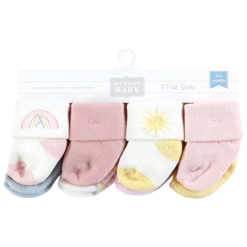 Hudson Baby Girls Plush Terry Socks 8 Pack