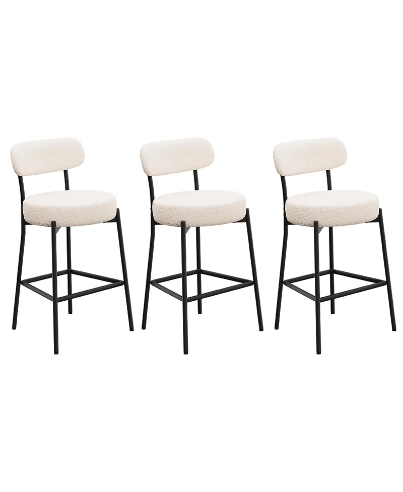 Dyhome Bar Stools Set of 3, 27 Inches Counter Height Kitchen Bar Stools with Back, Modern Metal Tall Bar Stools for Kitchen Island