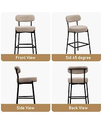 Dyhome Bar Stools Set of 3, 27 Inches Counter Height Kitchen Bar Stools with Back, Modern Metal Tall Bar Stools for Kitchen Island