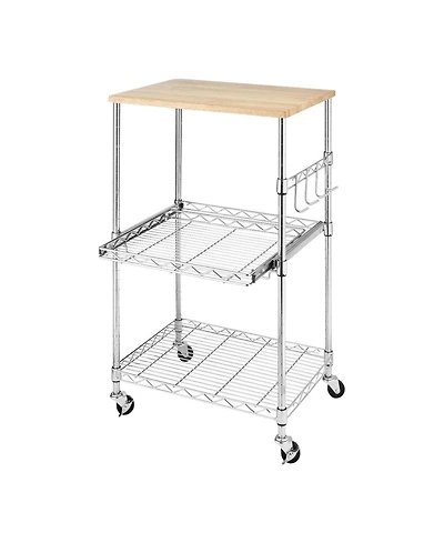 Slickblue Sturdy Metal Kitchen Microwave Cart with Adjustable Shelves and Locking Wheels