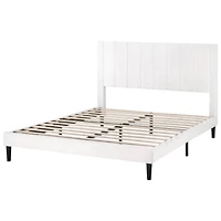 Velvet Platform Bed Frame with Headboard – Soft Upholstery, Wood Slats, and Durable Structure for Home Bedroom