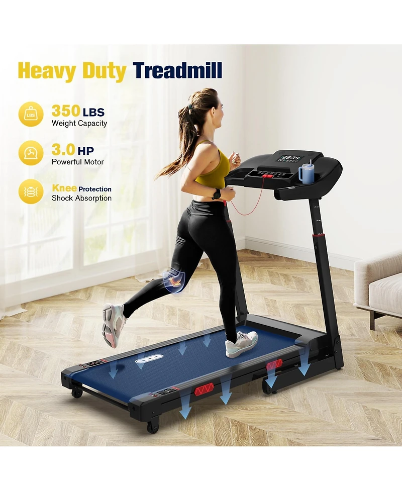 Redliro Foldable Treadmill, 15% Auto Incline, 350 lb Capacity, Bluetooth, Voice Control, Heart Rate Monitor, for Home & Officel