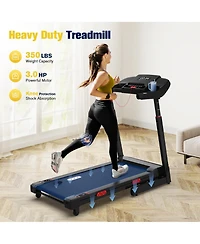 Redliro Foldable Treadmill, 15% Auto Incline, 350 lb Capacity, Bluetooth, Voice Control, Heart Rate Monitor, for Home & Officel