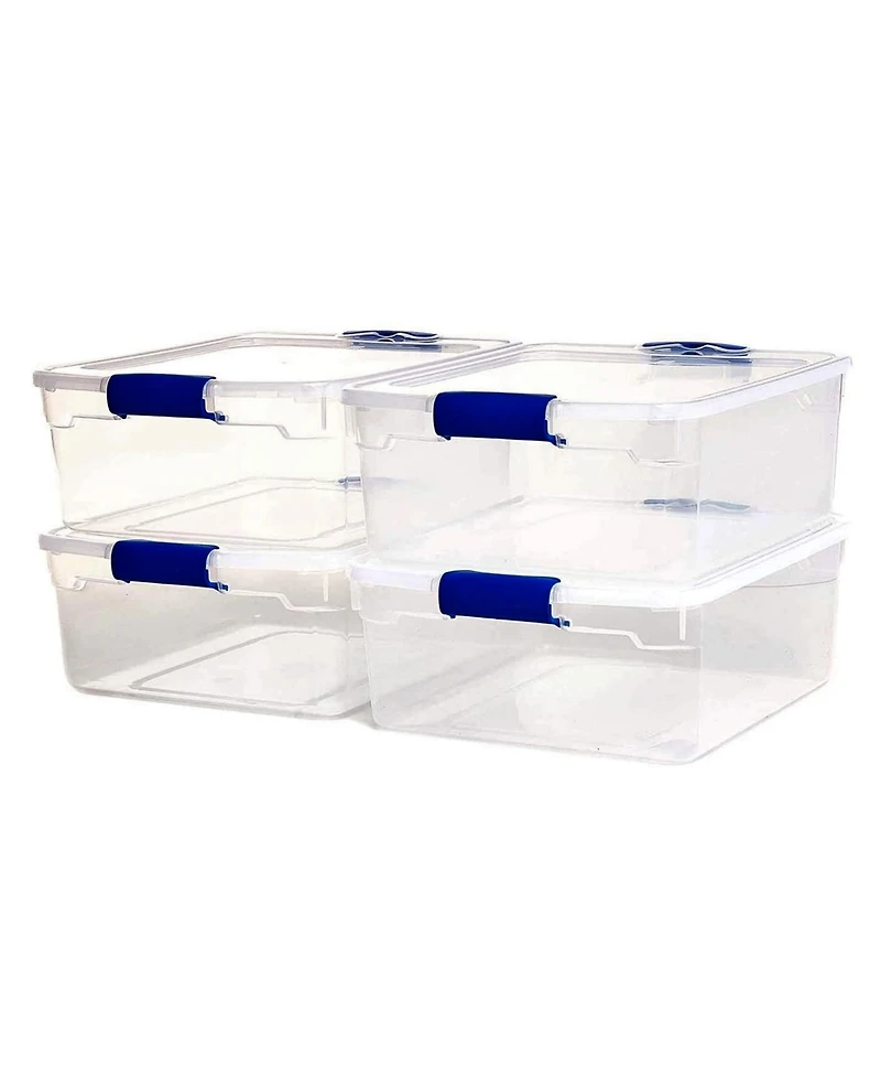 Homz 15.5 Qt Plastic Stackable Storage Container with Secure Lid, Clear (4 Pack)