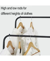 Unho Double Rail Clothes Stand: Garment Rack on Wheels with Storage Shelves
