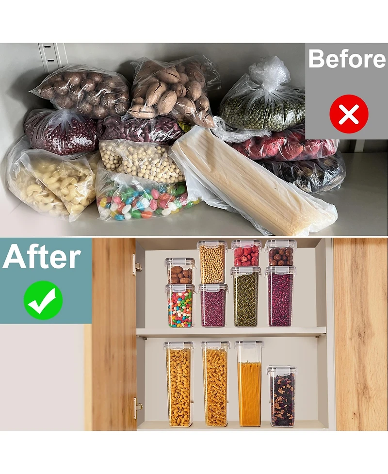 Sorbus Pack Airtight Food Storage Containers, Labels, Marker & Measuring Spoons - Functional Dry Food Organizers for Kitchen, Pantry