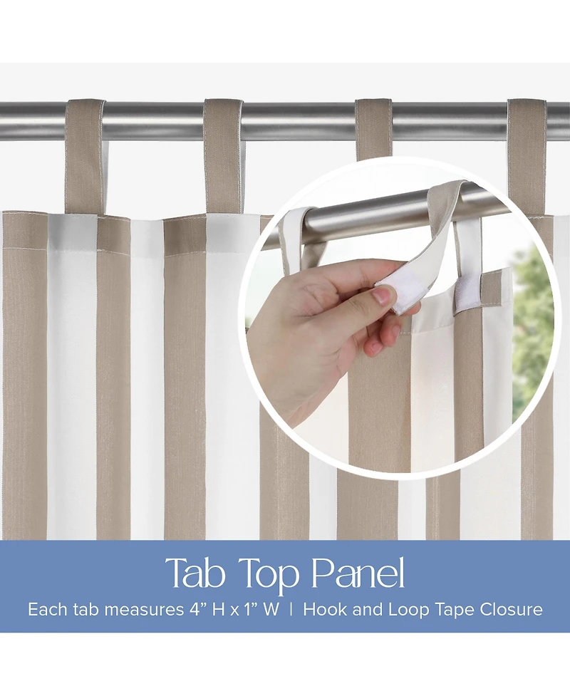 Awesome Home Outdoor Cabana Stripe Uv Protected Privacy Tab Top Curtain Panel, 52"x84"