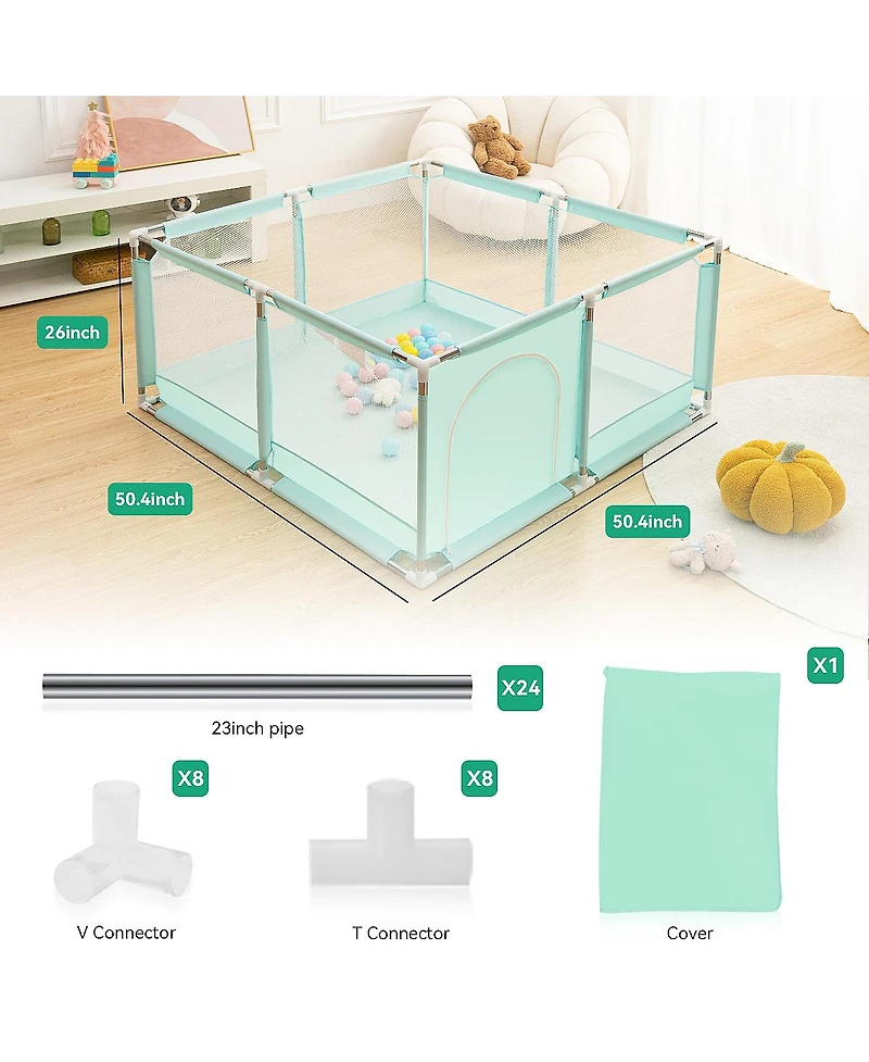 Comomy Baby Playpen Play Yard Portable 4 Panel Baby Safety Playpen for Infant Toddler