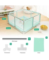 Comomy Baby Playpen Play Yard Portable 4 Panel Baby Safety Playpen for Infant Toddler
