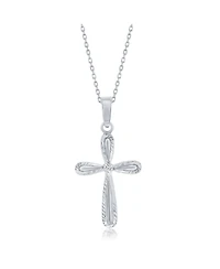 Simona Sterling Silver D-c Border Cross Necklace