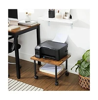 Slickblue Industrial Printer Stand Cart with Metal Frame and Wood Top - Storage with Bottom Shelf