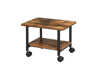 Slickblue Industrial Printer Stand Cart with Metal Frame and Wood Top - Storage with Bottom Shelf