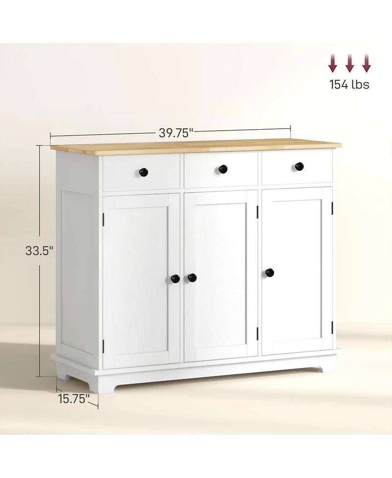 Homcom Buffet Cabinet, Bar Cabinet with 3 Drawers