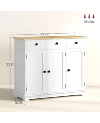 Homcom Buffet Cabinet, Bar Cabinet with 3 Drawers
